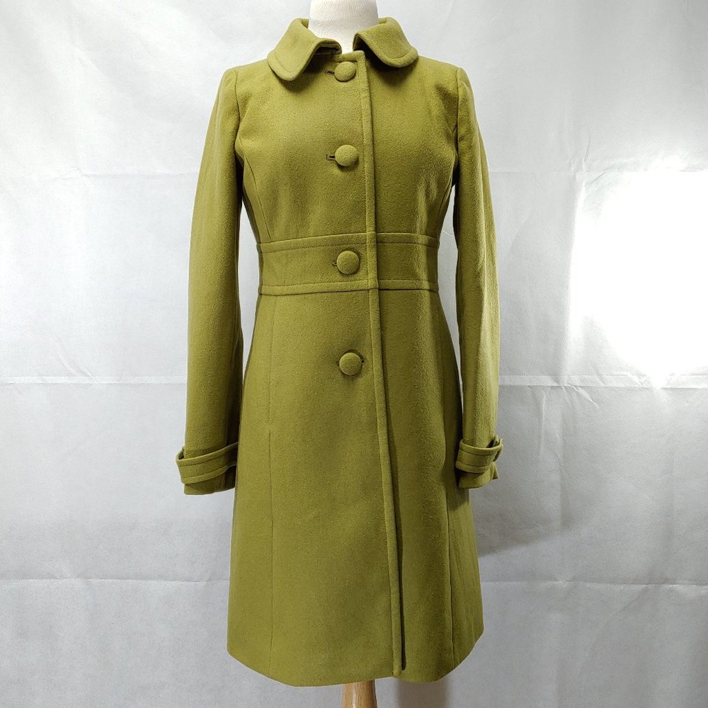 J.Crew Women's Size 6 Pea Green Wool Dress Coat